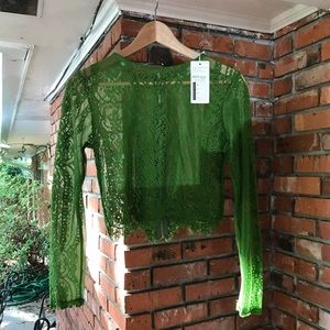 Lace trimmed crop top